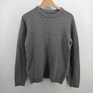 Line of Trade Fisherman Sweater Gray Wool Blend Elbow Patches Crewneck Mens S